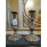 Pair of 19th. C. silver plated candlesticks