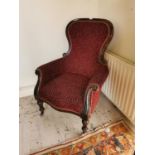 19th. C. mahogany Gent's upholstered armchair