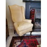 19th. C. upholstered wingback armchair.