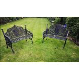 Pair of cast iron Lady garden seats.