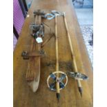 Late 19th C. child's skis and poles