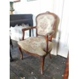 Late 19th. C. mahogany upholstered open armchair.