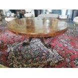 19th. C. inlaid oval walnut reading table