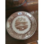 19th. C. ceramic meat plates depicting Belfast From The Cave Hill