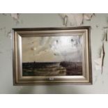 Framed Oil on Canvas Coastal Scene