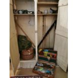 Large collection of fishing rods, reels etc