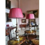 Pair of 20th. C. brass and marble table lamps.