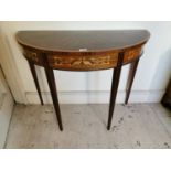 Good quality inlaid mahogany demi lune side table