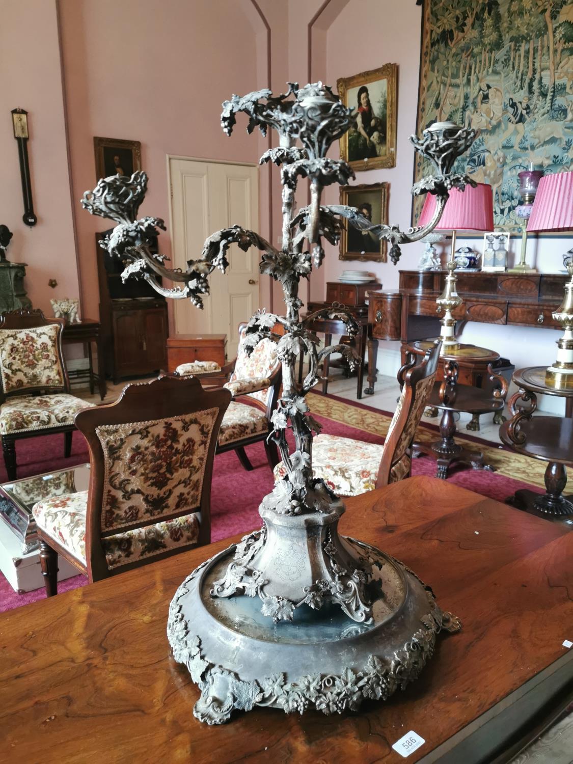 19th. C. silver plated table candelabra