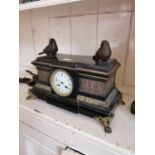 19th C. slate and marble mantle clock