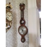 19th. C. inlaid mahogany banjo barometer