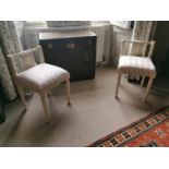 Pair of painted pine bedroom chairs.