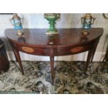 Rare Georgian mahogany demi lune side table.