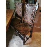 19th. C. Set of four + two highly carved mahogany chairs