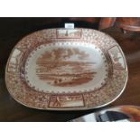 19th. C. ceramic meat platter depicting Belfast From The Cave Hill,