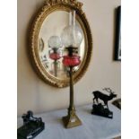 Good quality 19th. C. brass column oil lamp