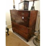 Early 19th. C. mahogany military chest