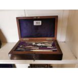 19th C. cased set of mathematical instruments etc.