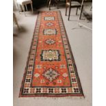 Hand knotted carpet Runner.