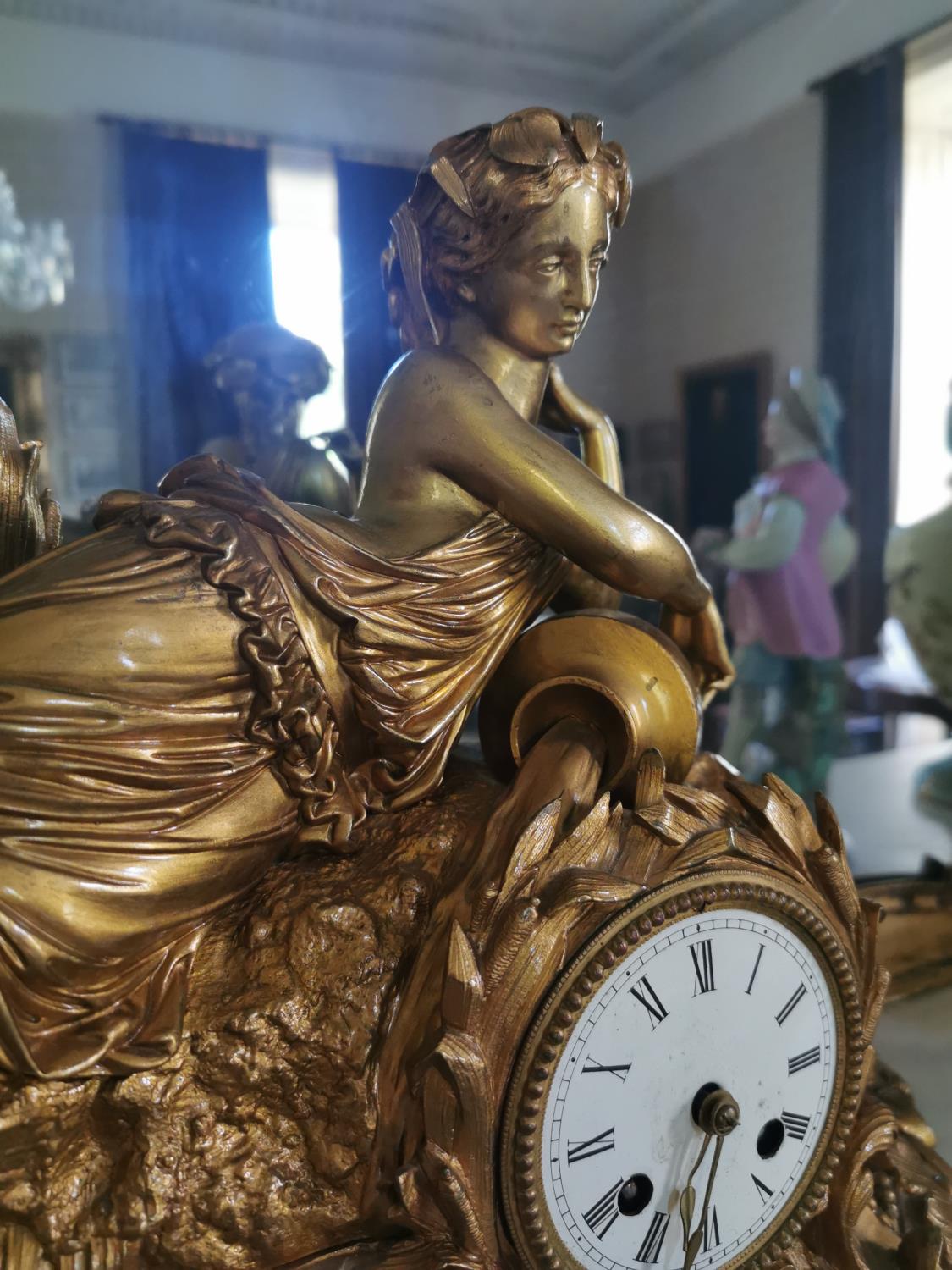 19th. C. Gilded bronze clock. - Bild 3 aus 3