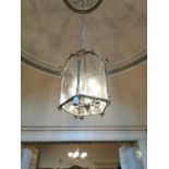 Octagonal brass and glass hall lantern