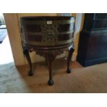 Mahogany brass bound wine cooler.