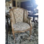 Early 20th. C. French gilt upholstered armchair.