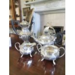 English silver four piece coffee set.