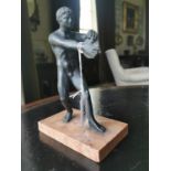 19th. C. bronze figure of a Roman disc thrower