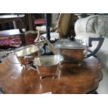 English silver three piece tea set 1363 grams.