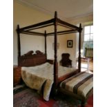 Very fine quality carved mahogany four poster bed