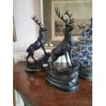 Pair of bronze stags