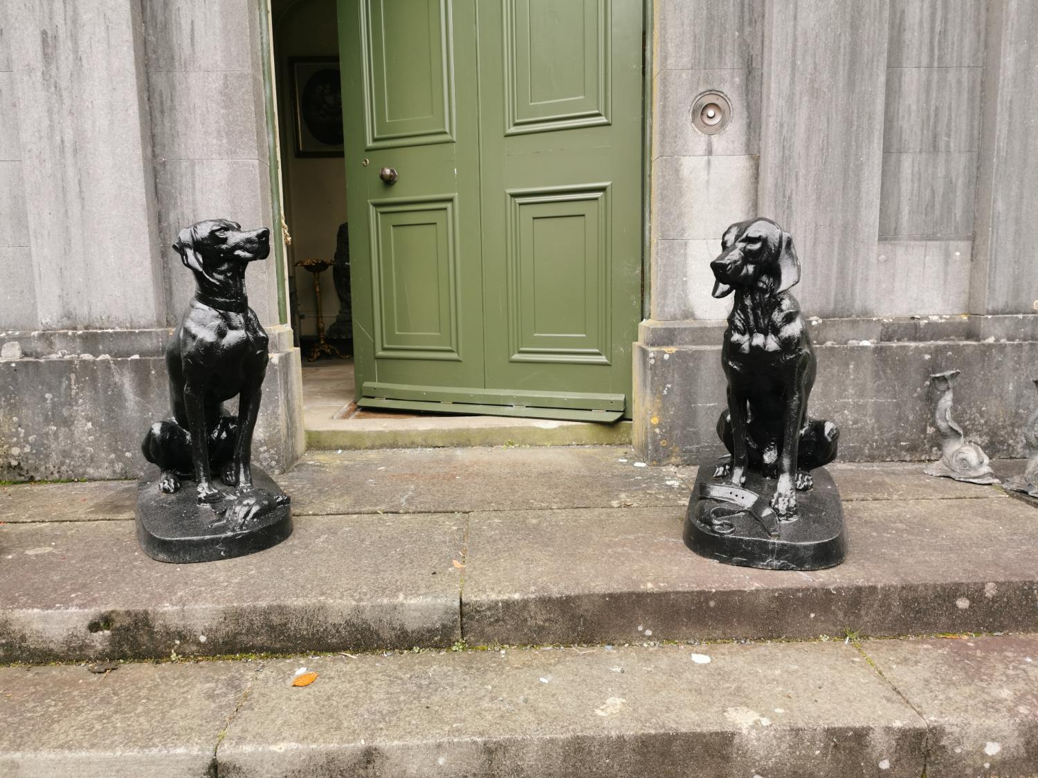 Pair of French cast iron model of Dogs.