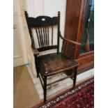 19th. C. oak spindle backed armchair.