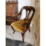 19th C. upholstered mahogany armchair