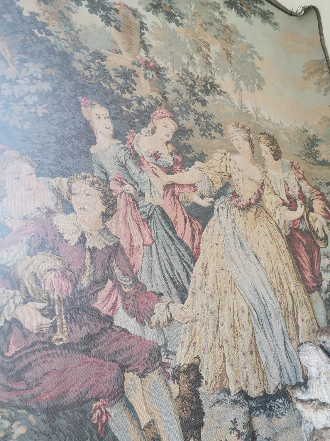 19th. C. Tapestry depicting Ladies in the garden. - Bild 2 aus 2