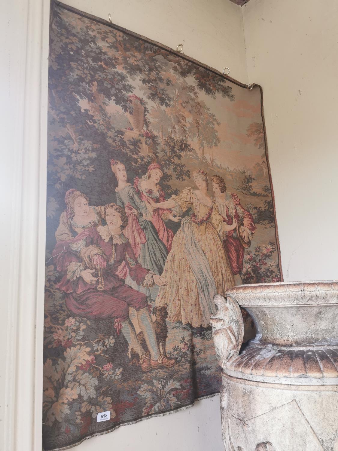 19th. C. Tapestry depicting Ladies in the garden.