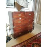 Good quality early 19th. C. mahogany military chest