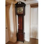 Irish Georgian inlaid mahogany long cased clock