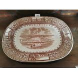 19th. C. ceramic meat platter depicting Belfast From The Cave Hill,