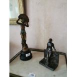 Two Art Deco gilded metal figures