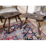 Pair of 19th C. oak stools.