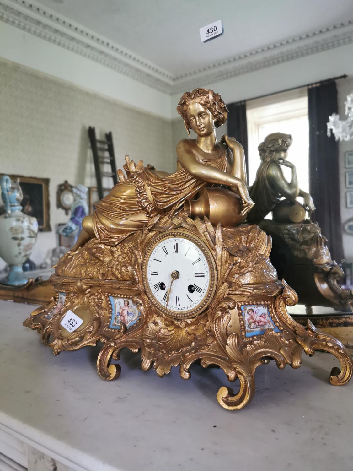 19th. C. Gilded bronze clock.