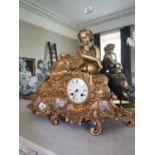 19th. C. Gilded bronze clock.