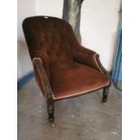 19th. C. upholstered mahogany armchair
