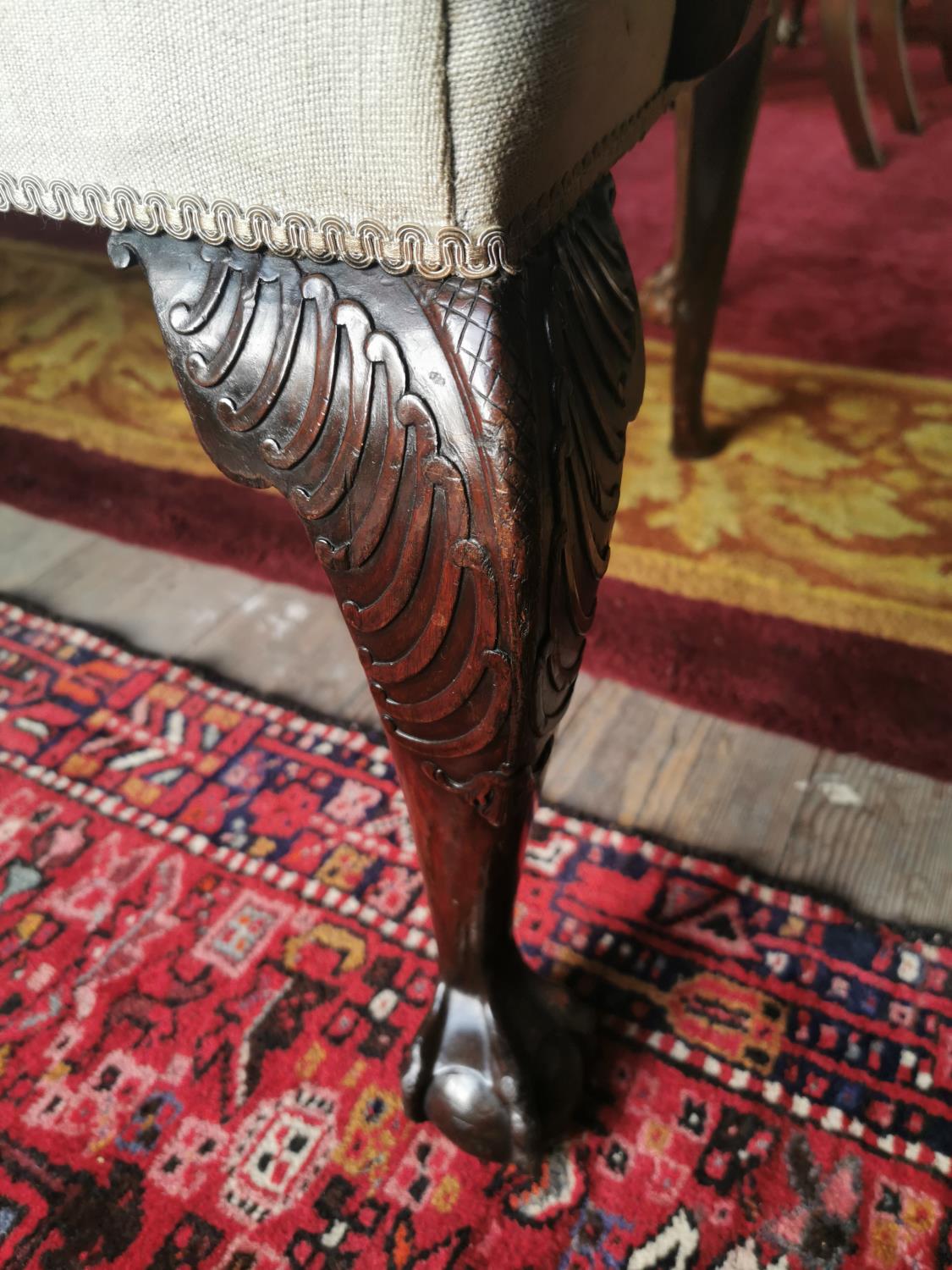 Good quality 19th. C. Irish upholstered mahogany bench - Image 5 of 6