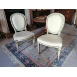 Pair of 19th. C. painted and upholstered chairs.