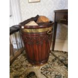 Irish mahogany and brass bound peat bucket