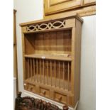 Pine wall hanging plate rack.