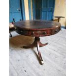 Regency mahogany drum table.